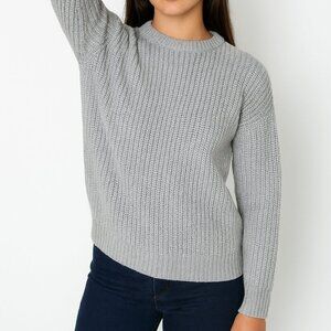 American Apparel Metallic Cable Knit Sweater Silver XS